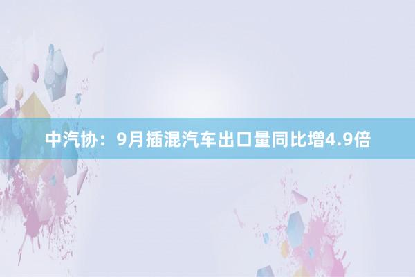 中汽协：9月插混汽车出口量同比增4.9倍