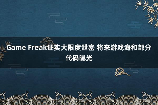Game Freak证实大限度泄密 将来游戏海和部分代码曝光