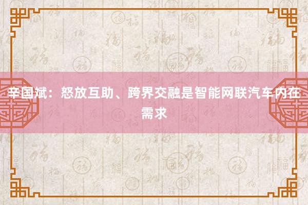 辛国斌：怒放互助、跨界交融是智能网联汽车内在需求